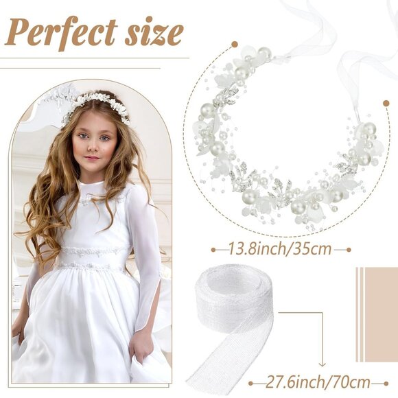 Flower Girl Headband Rhinestone Crystal Bridal Hair Accessory for Girls - Picture 4 of 7